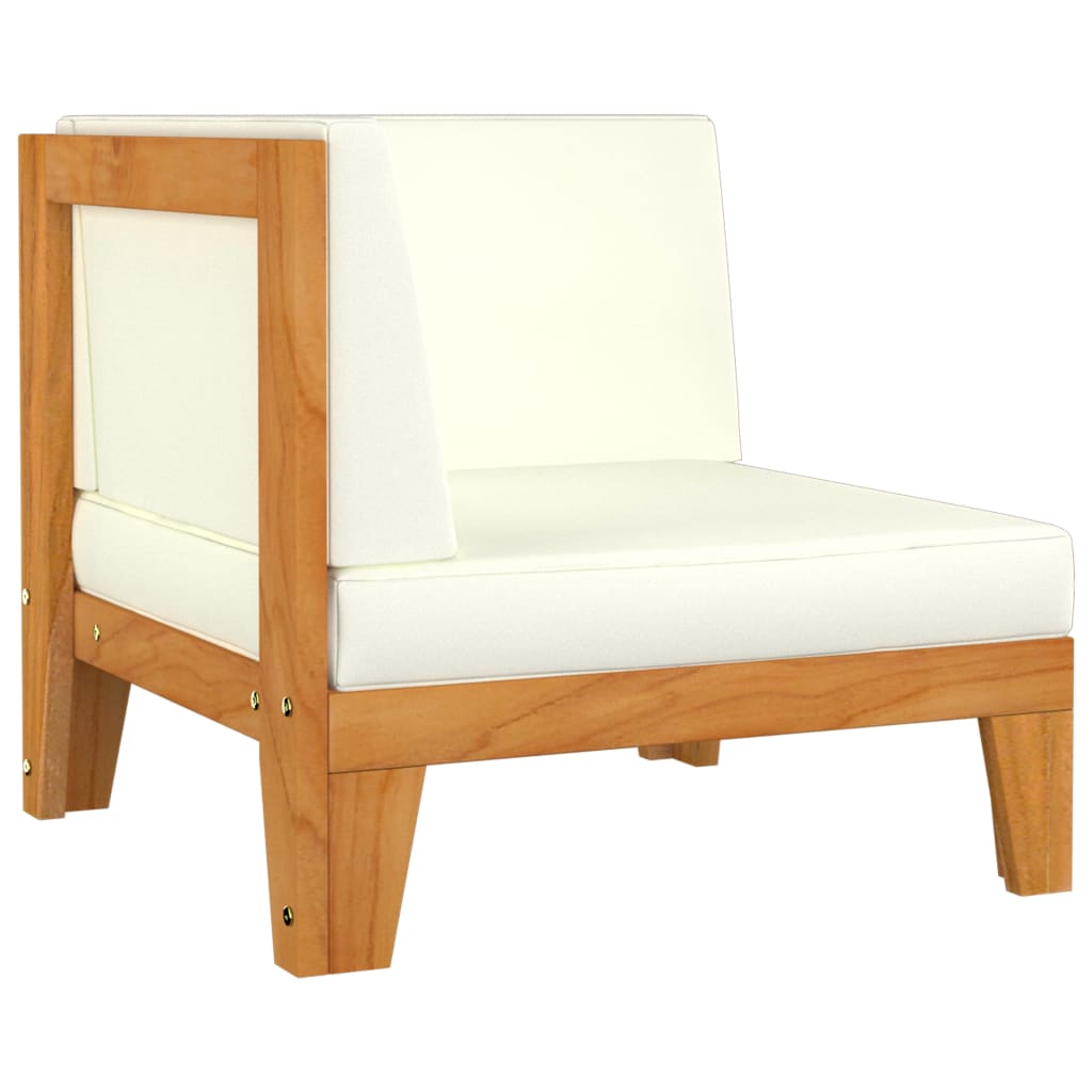 NNEVL 2-Seater Sofa with Cream White Cushions Solid Acacia Wood