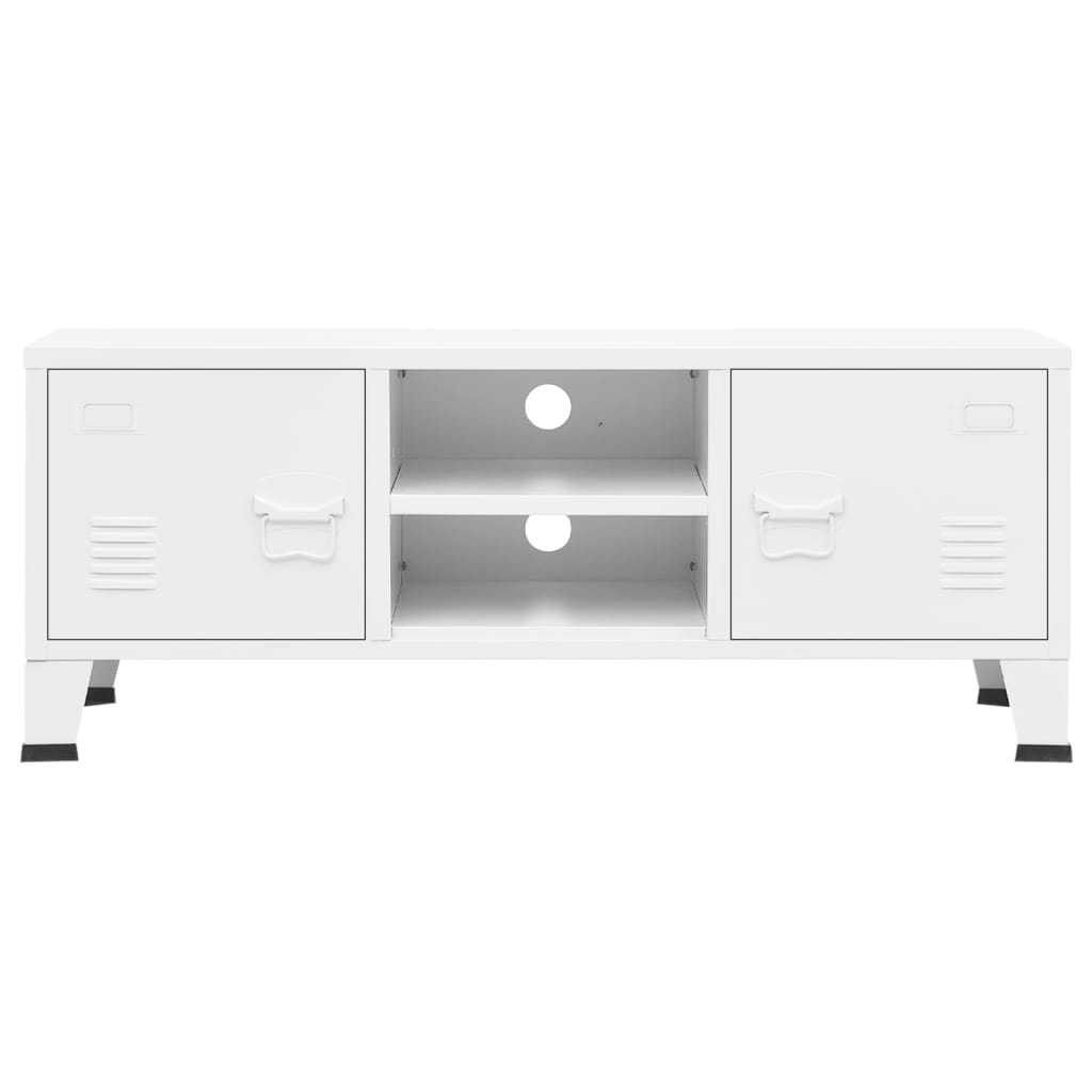 NNEVL Industrial TV Cabinet White 105x35x42 cm Metal
