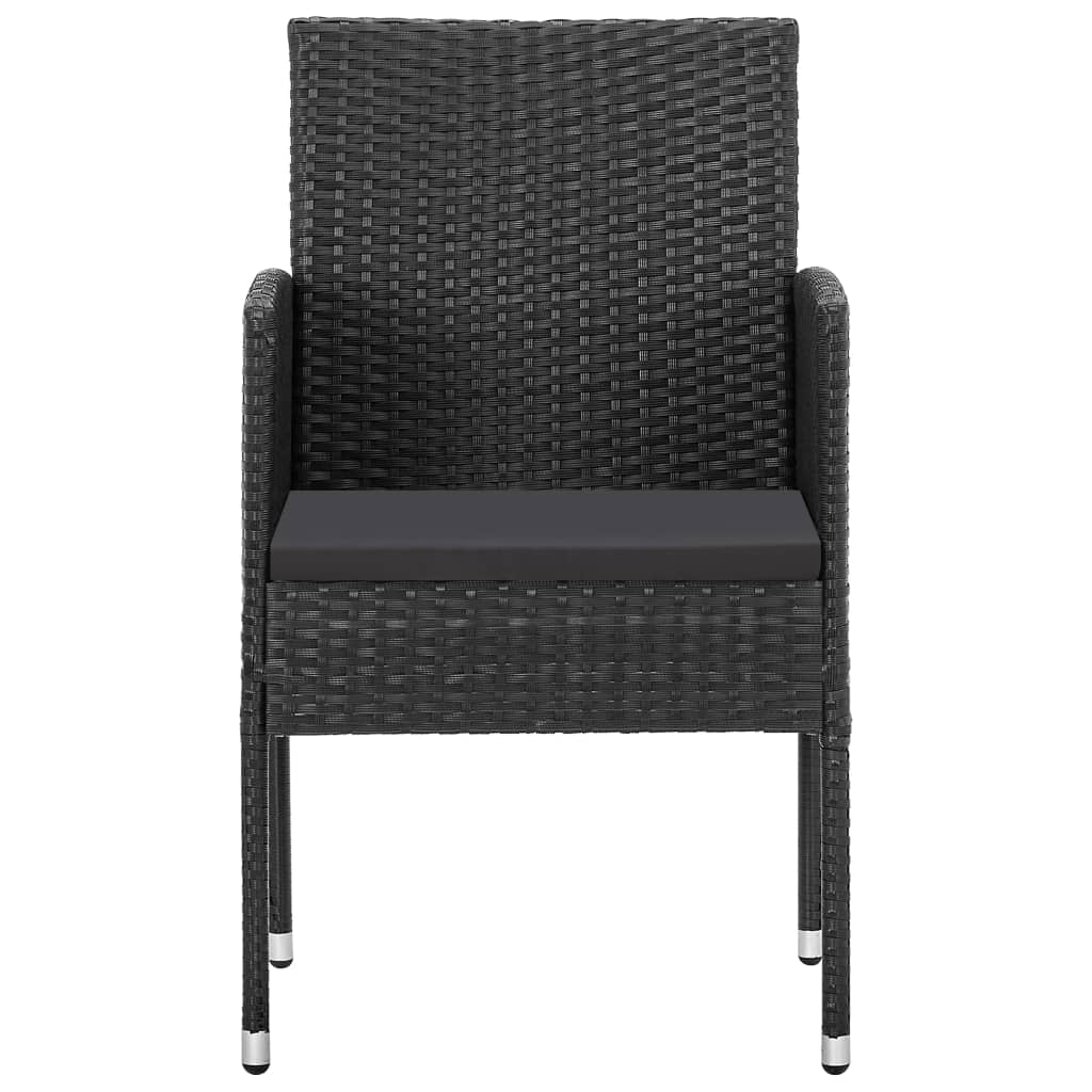 NNEVL Garden Chairs with Black Cushions 4 pcs Black Poly Rattan