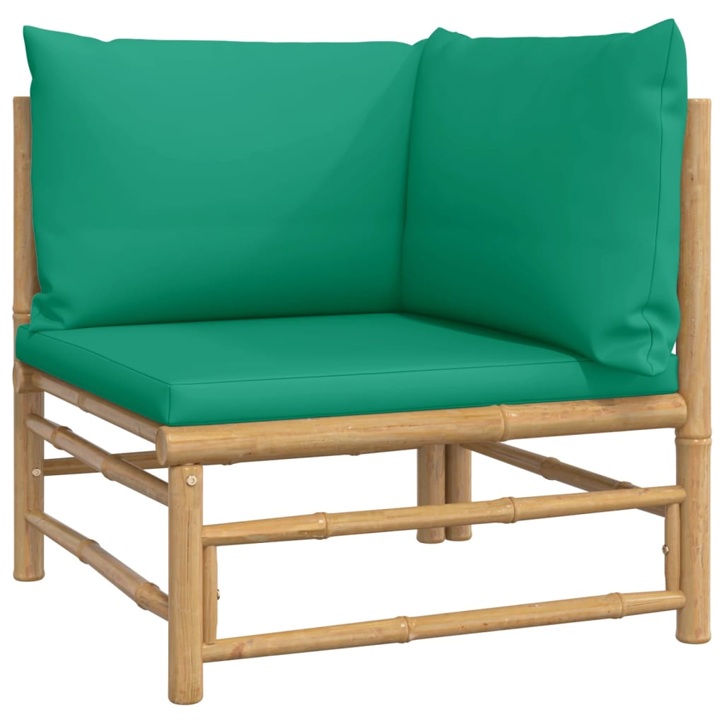 NNEVL 8 Piece Garden Lounge Set with Green Cushions  Bamboo
