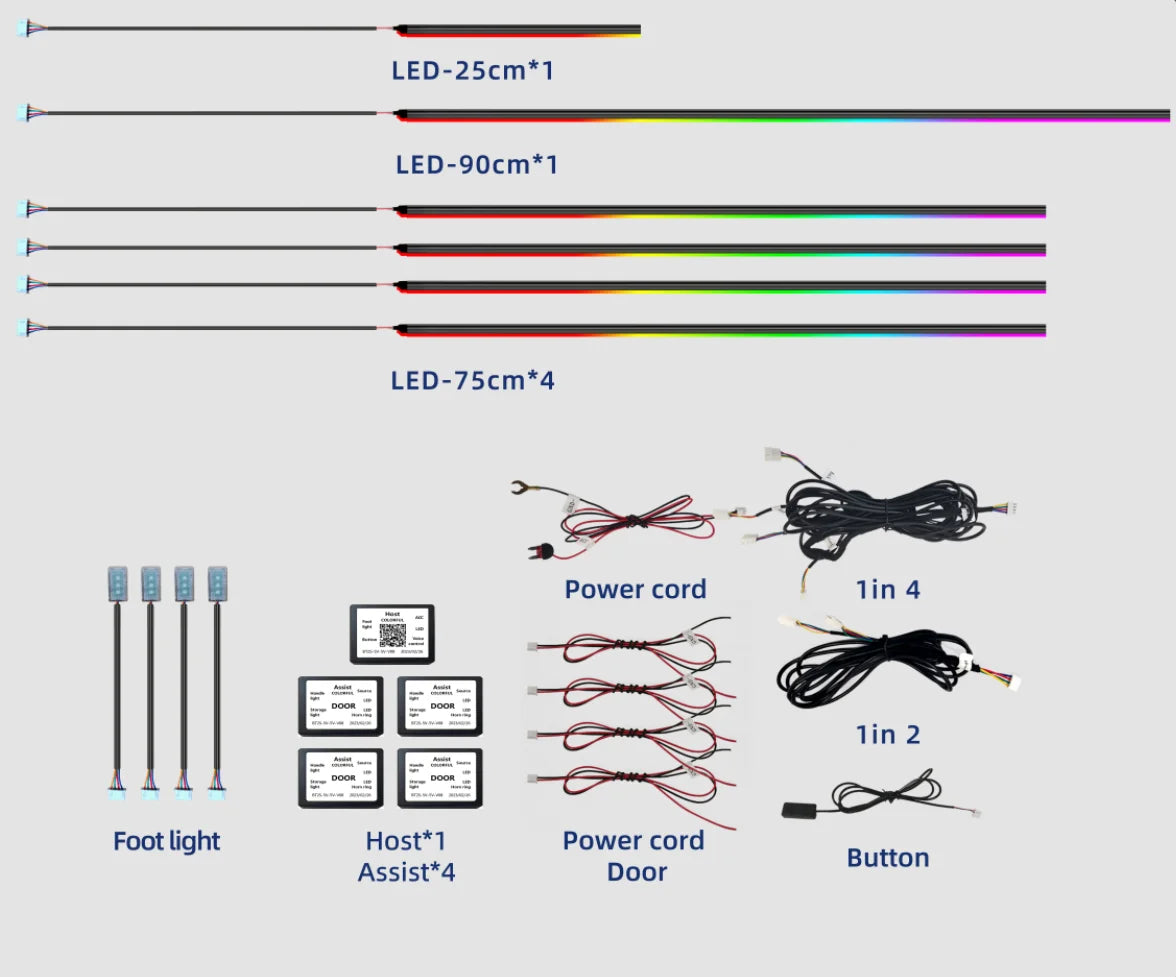 OEM Factory Customization LED Car Ambient Light Kit 18/22 RGB Dynamic Symphony Interior LED Lights for Cars