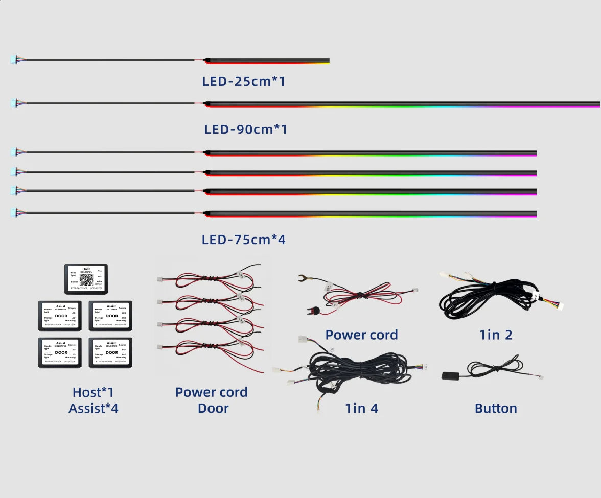 OEM Factory Customization Ambient Light Car Led Lamp 18 / 22 in 1 RGB Dynamic Symphony Interior Led Car Lights