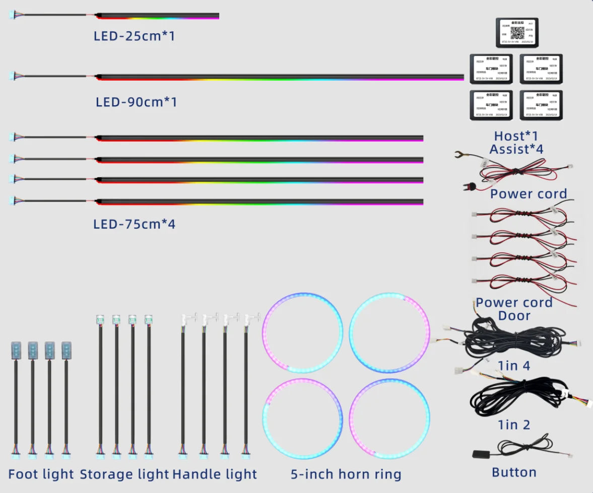 OEM Factory Customization Ambient Light Car Led Lamp 18 / 22 in 1 RGB Dynamic Symphony Interior Led Car Lights