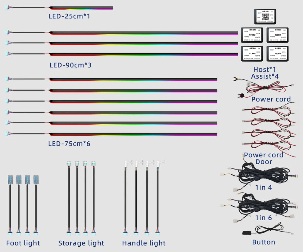 OEM Factory Customization Ambient Light Car Led Lamp 18 / 22 in 1 RGB Dynamic Symphony Interior Led Car Lights