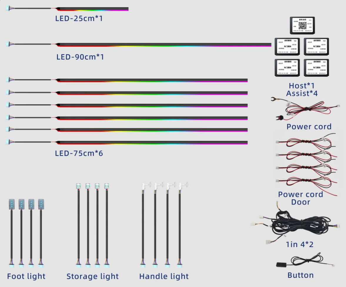 OEM Factory Customization LED Car Ambient Light Kit 18/22 RGB Dynamic Symphony Interior LED Lights for Cars