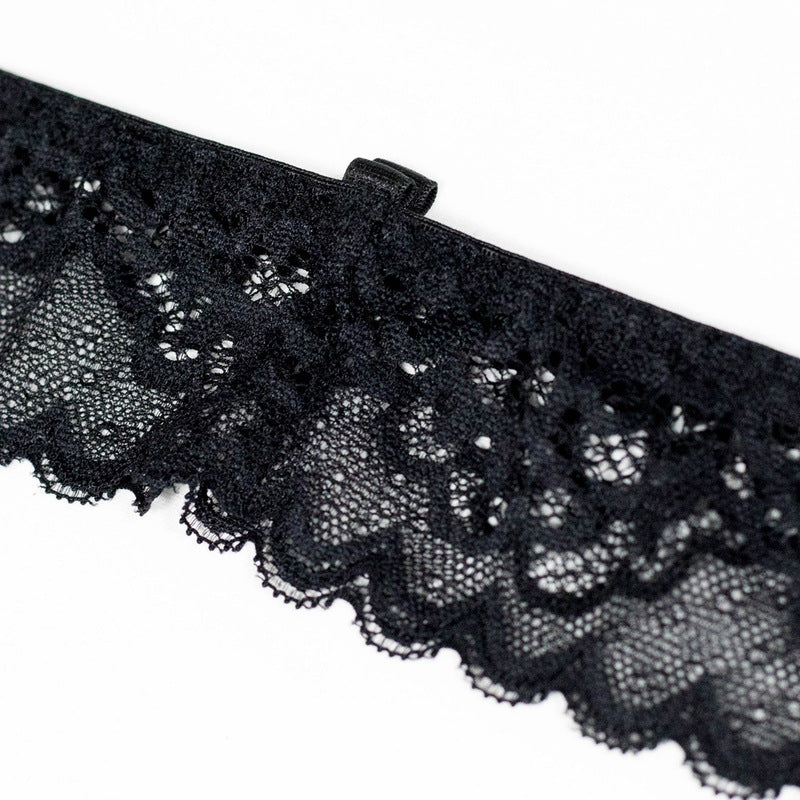 Black Lace Bra Set with Crossover Halter Neck Lace Deetails