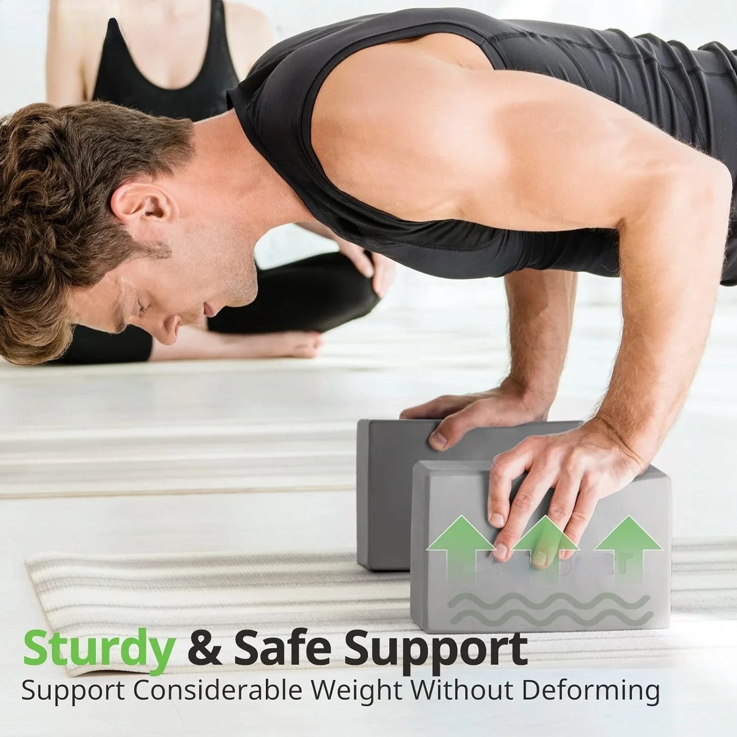 NNETM Set of 2 Premium Odor-Resistant Foam Yoga Blocks (Grey)