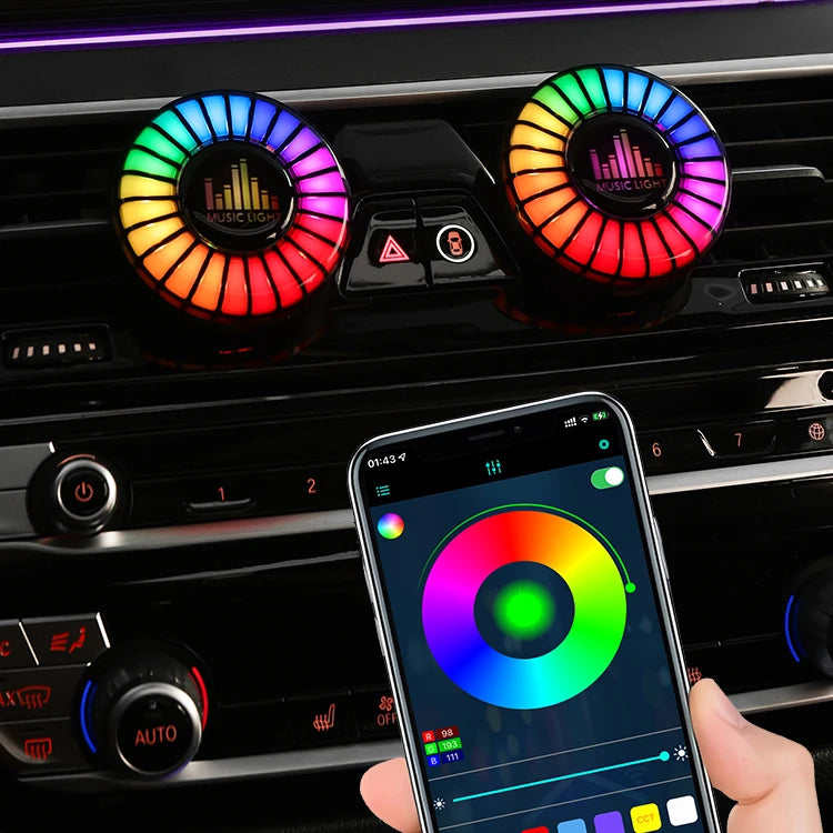 Decorative Car Mini Aromatherapy Atmosphere Light Interior air Outlet Perfume Voice-controlled Music RGB Rhythm Pickup Light