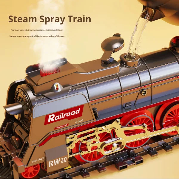 Cross-Border Retro Steam Train Track Toy Gift Box Set for Boys Simulated Electric Small Train Track Car Toy Plastic Material