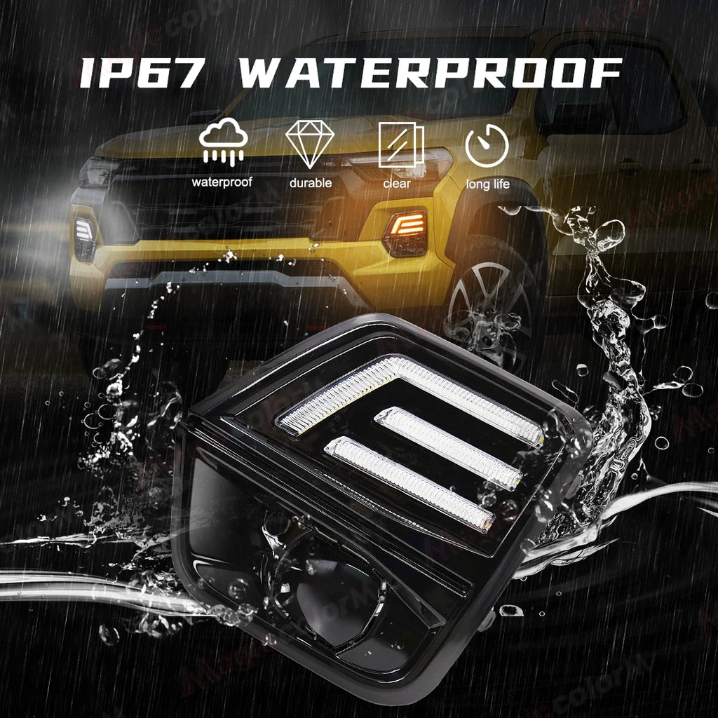 Car LED Driving Light Kit Daytime Running Lights DRL for Chevrolet Colorado 2023 2024 With Turn Signal Fog Lamp Cover