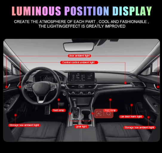 OEM Factory Customization LED Car Ambient Light Kit 18/22 RGB Dynamic Symphony Interior LED Lights for Cars