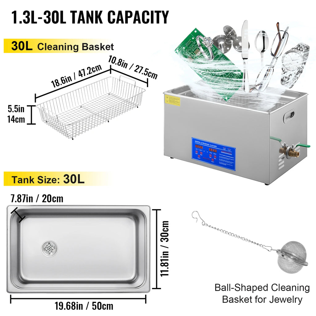 1.3L 2L 3L 6L 10L 15L 22L 30L Ultrasonic Cleaner Lave-Dishes Portable Washing Machine Diswasher Ultrasound Home Appliances