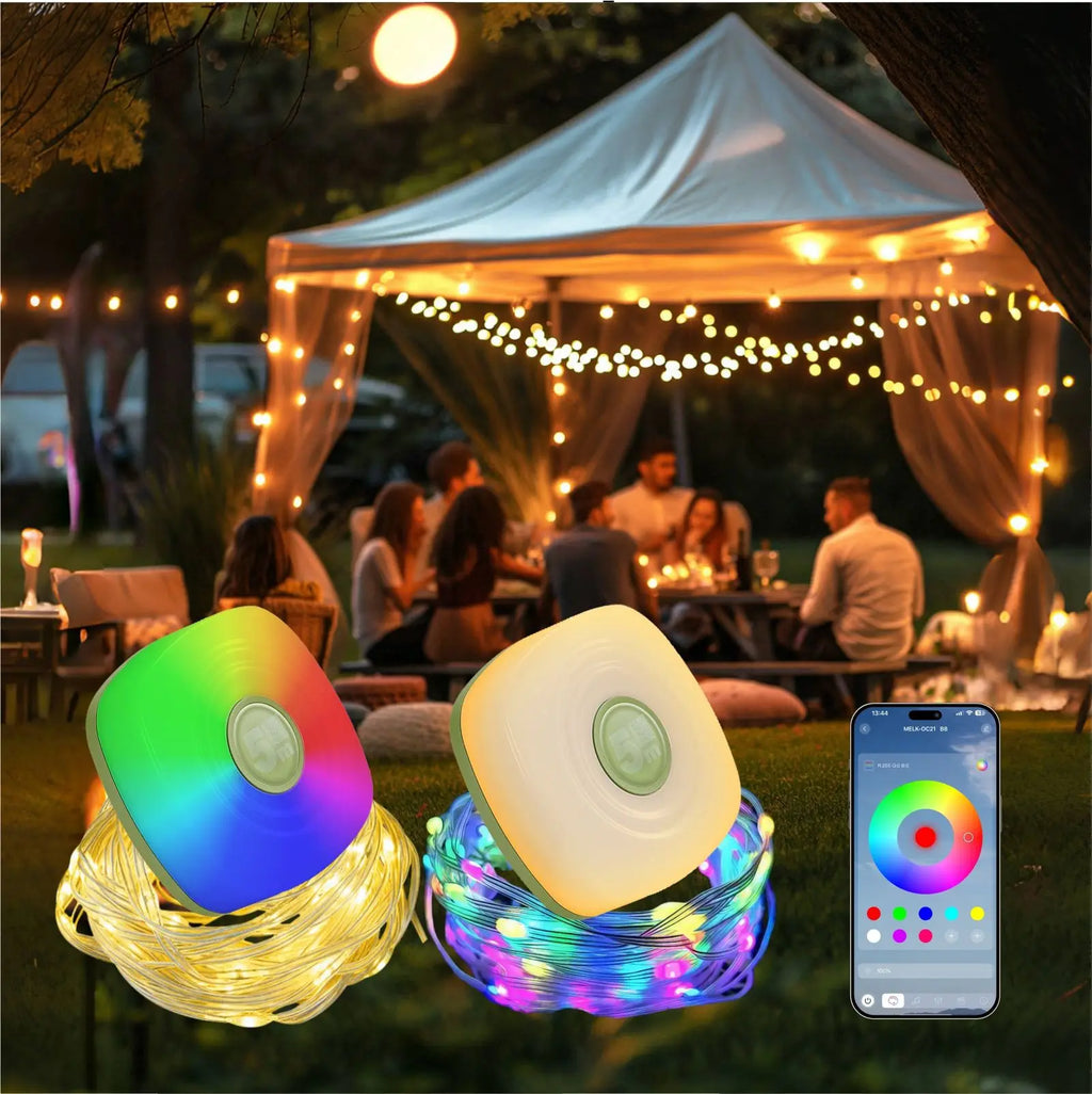 2Piece  Rechargeable Portable Camping Lamps Durable Waterproof String Lights for Festive Atmosphere in Outdoor Tent