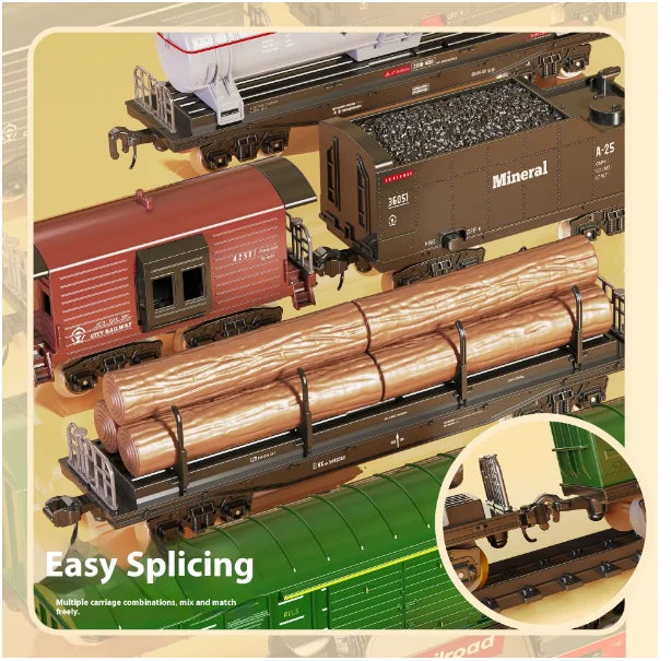 Cross-Border Retro Steam Train Track Toy Gift Box Set for Boys Simulated Electric Small Train Track Car Toy Plastic Material