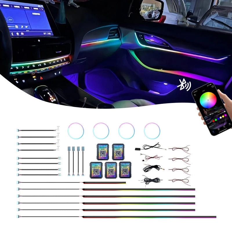 OEM Factory Customization Ambient Light Car Led Lamp 18 / 22 in 1 RGB Dynamic Symphony Interior Led Car Lights