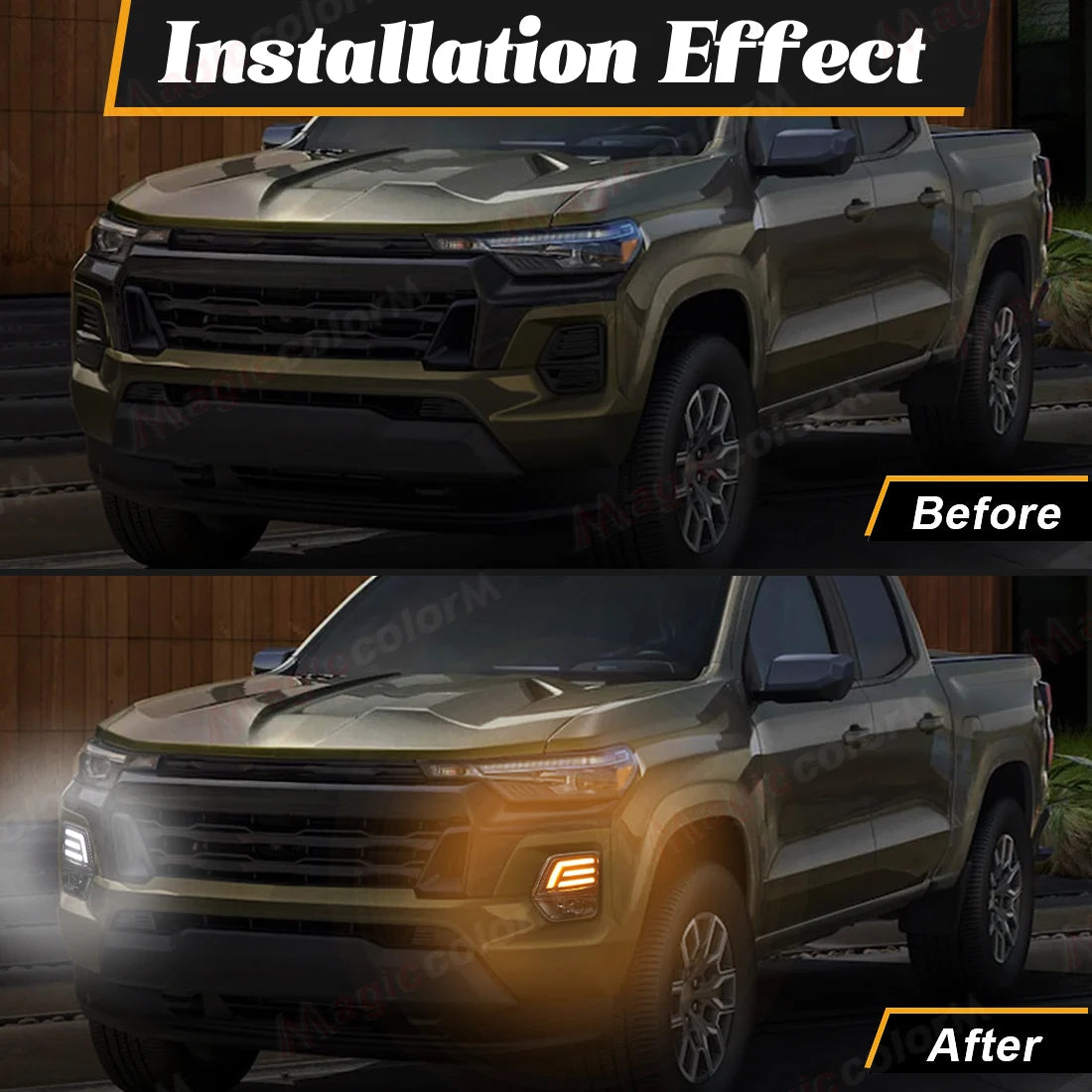 Car LED Driving Light Kit Daytime Running Lights DRL for Chevrolet Colorado 2023 2024 With Turn Signal Fog Lamp Cover