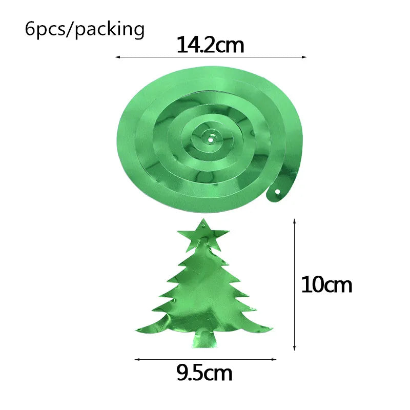 6pcs/set Christmas Spiral Hanging Deco Mini Christmas Tree Banner Snowflake Swirl Ceiling Deco For New Year Xmas Party Ornaments