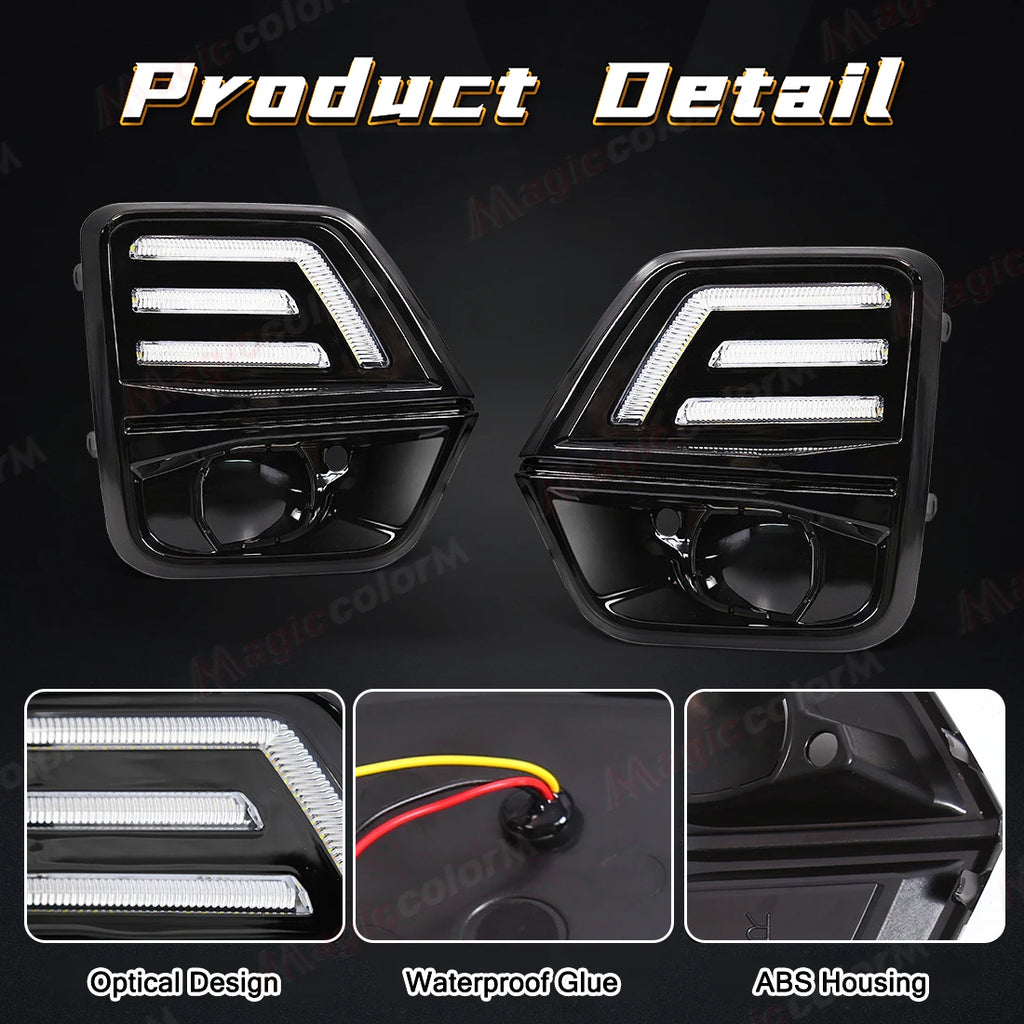 Car LED Driving Light Kit Daytime Running Lights DRL for Chevrolet Colorado 2023 2024 With Turn Signal Fog Lamp Cover