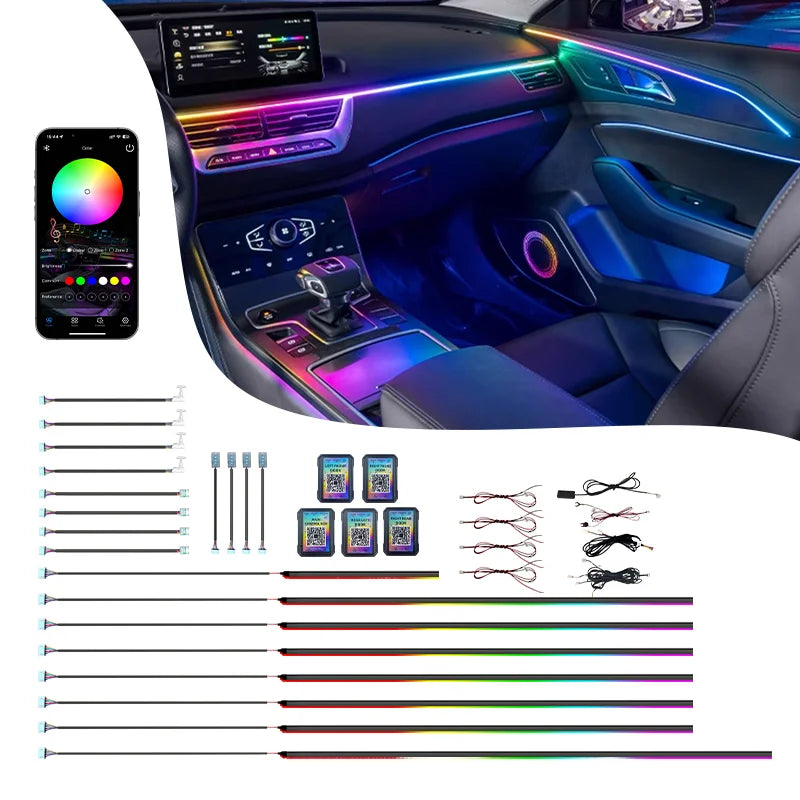 OEM Factory Customization LED Car Ambient Light Kit 18/22 RGB Dynamic Symphony Interior LED Lights for Cars