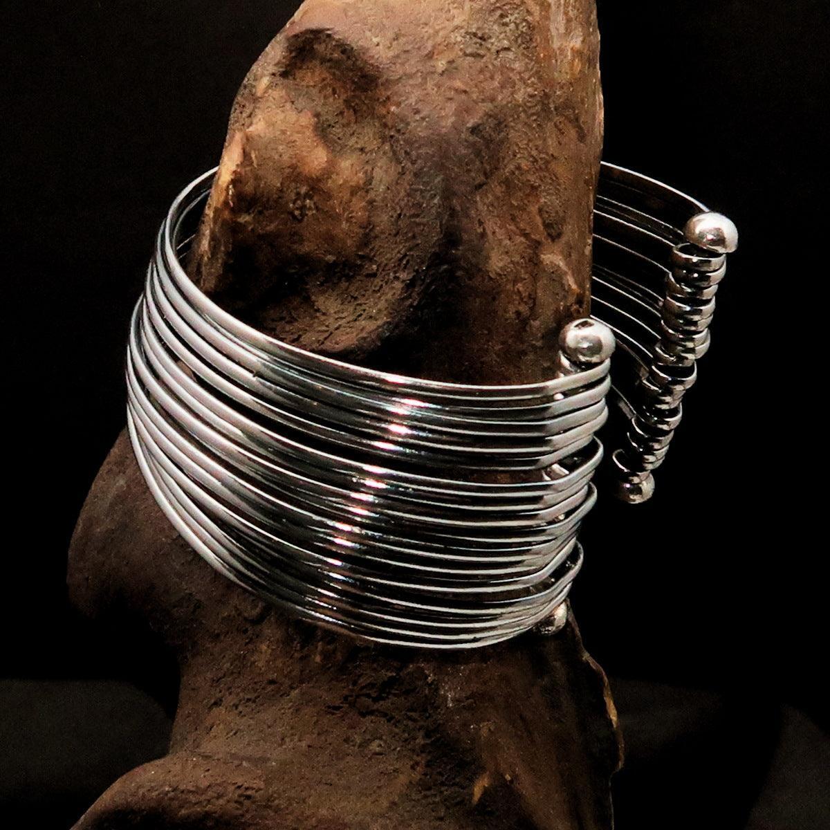 Excellent handcrafted minimalistic 16 String Sterling Silver Bracelet / Bangle