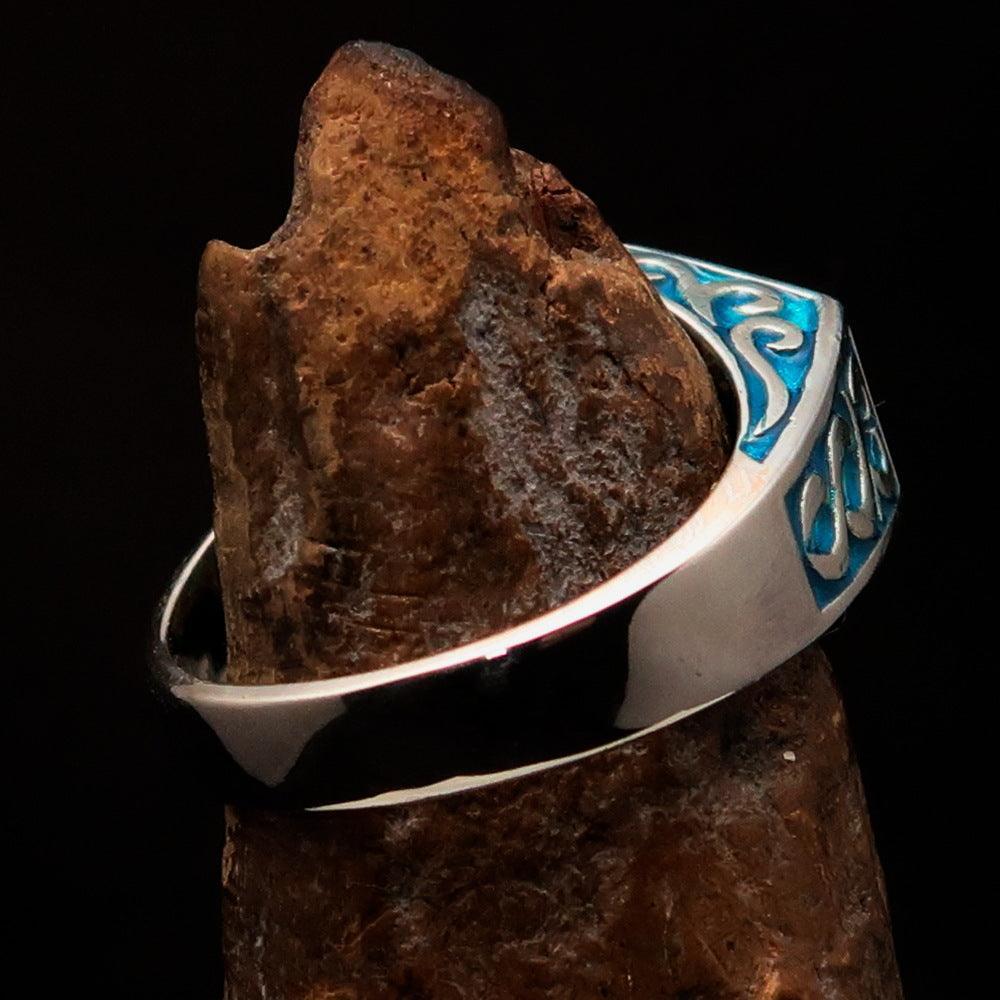 Perfectly crafted " as known as" Synonym Men's Ring blue AKA - Sterling Silver