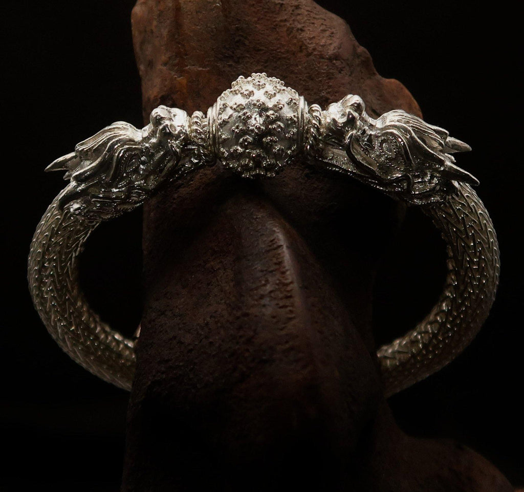 Stunning handcrafted Sterling Silver Two Dragon Ball Bracelet