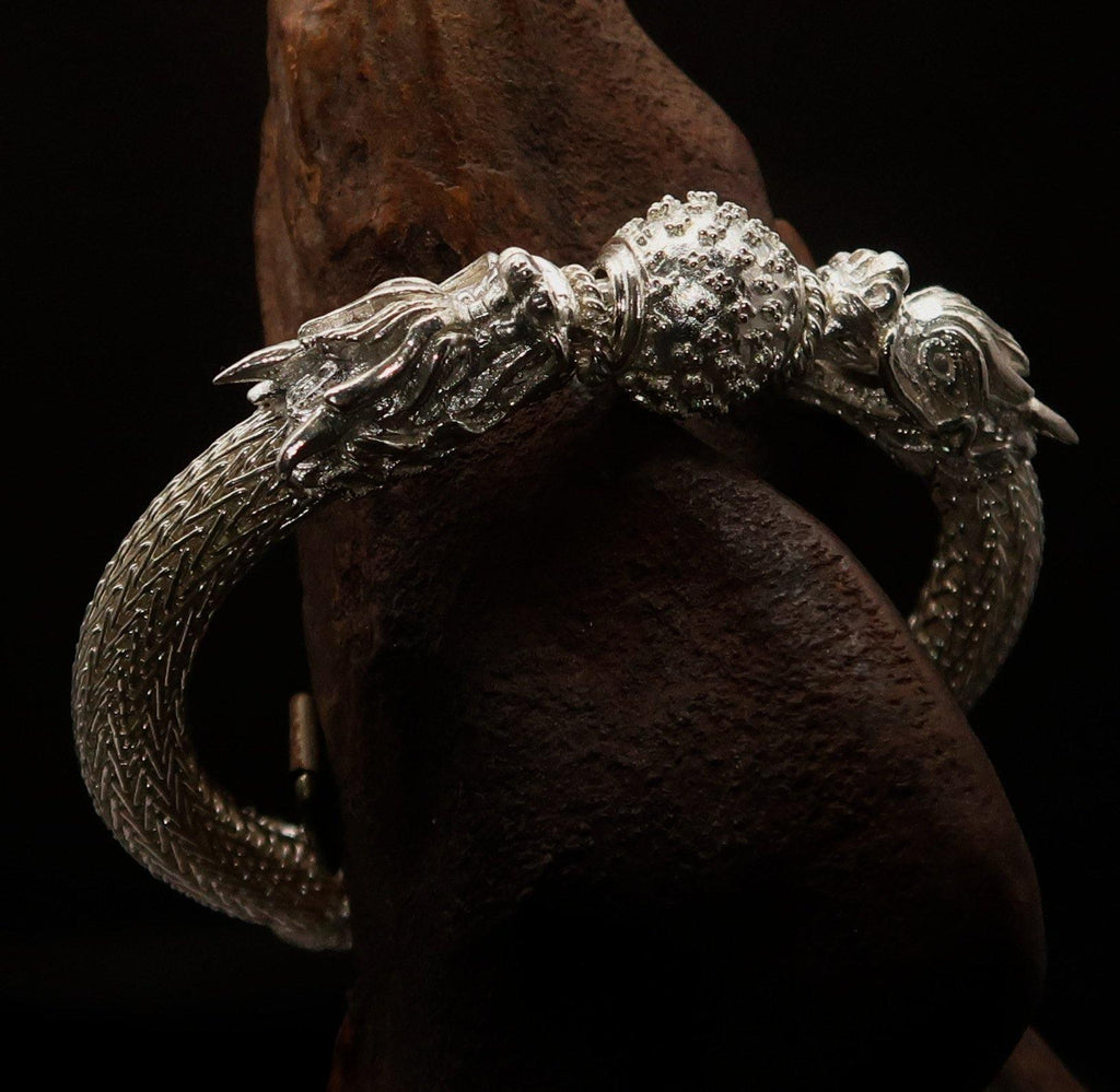 Stunning handcrafted Sterling Silver Two Dragon Ball Bracelet