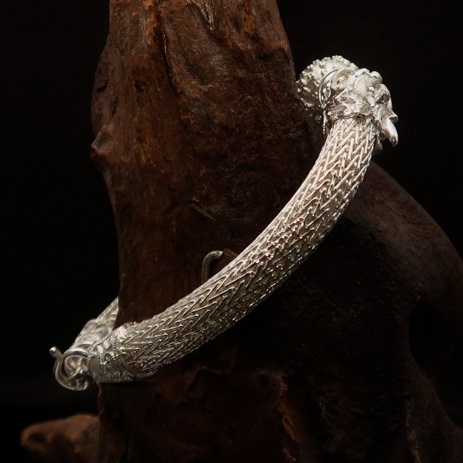 Stunning handcrafted Sterling Silver Two Dragon Ball Bracelet