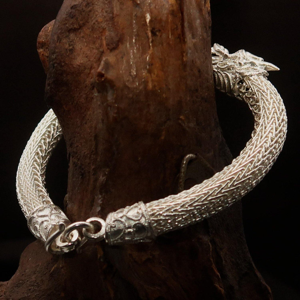 Stunning handcrafted Sterling Silver Two Dragon Ball Bracelet