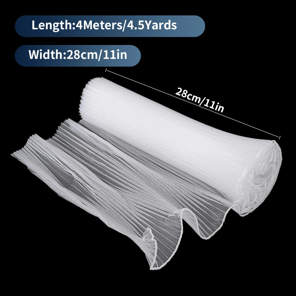 White Floral Packaging for Bouquets  Including Decorative Mesh Wrapping Paper, Pearl-Edged Wrapping Paper, Wrinkled Wave Mesh