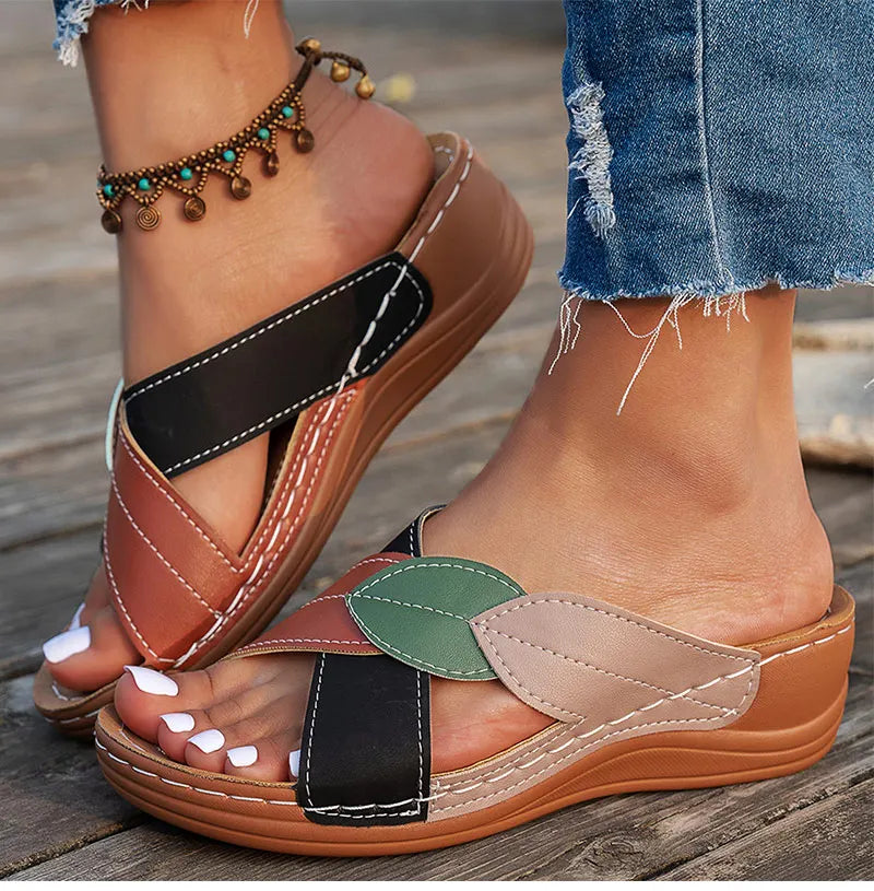Women's Sandals 2025 Summer Shoes Woman Mix Color Heels Sandals Summer Women Slippers Elegant Heeled Footwear Chaussures Femme