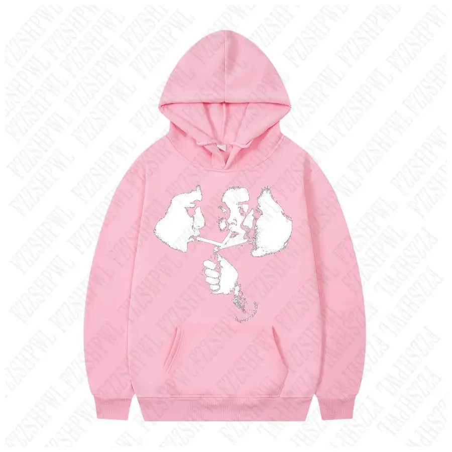 2025 hot trend 2000s men's fashion Harajuku Gothic pattern sports hoodie retro punk hip-hop casual streetwear