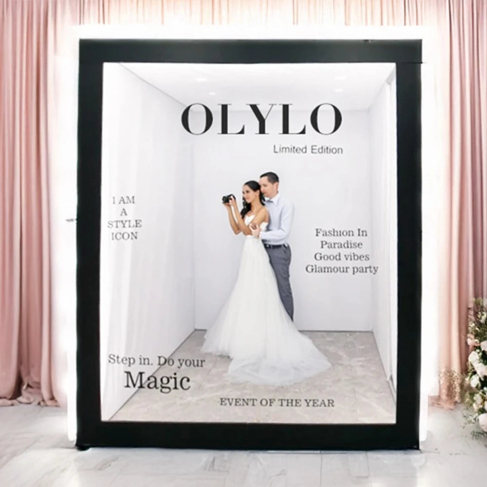 Weddings Photography Background decoration Props PVC magazine photo booth backdrop party event  led photo booth with led
