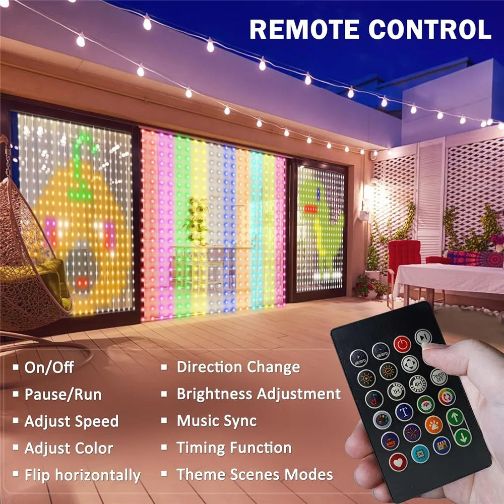 Smart Curtain Lights 400 LED Curtain Light with APP & Remote,DIY String Fairy Light for Valentine's Day, Motel, Bedroom