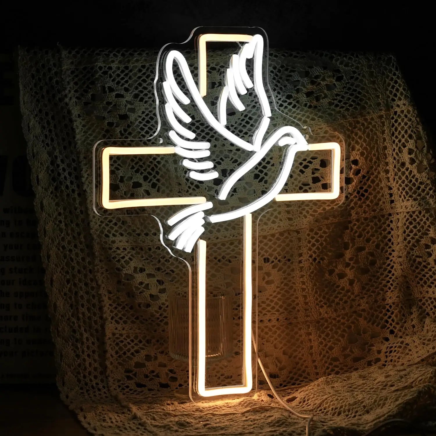 Jesus Cross Neon Sign Light, Led Neon Sign Bedroom Home Decoration Neon Sign, Wall Decor Christmas New Year Christian