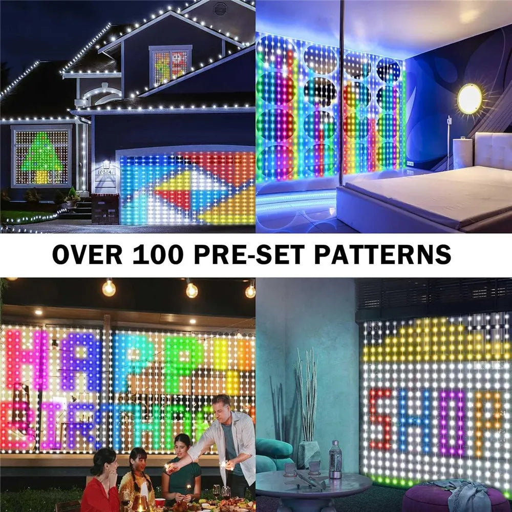 Smart Curtain Lights 400 LED Curtain Light with APP & Remote,DIY String Fairy Light for Valentine's Day, Motel, Bedroom