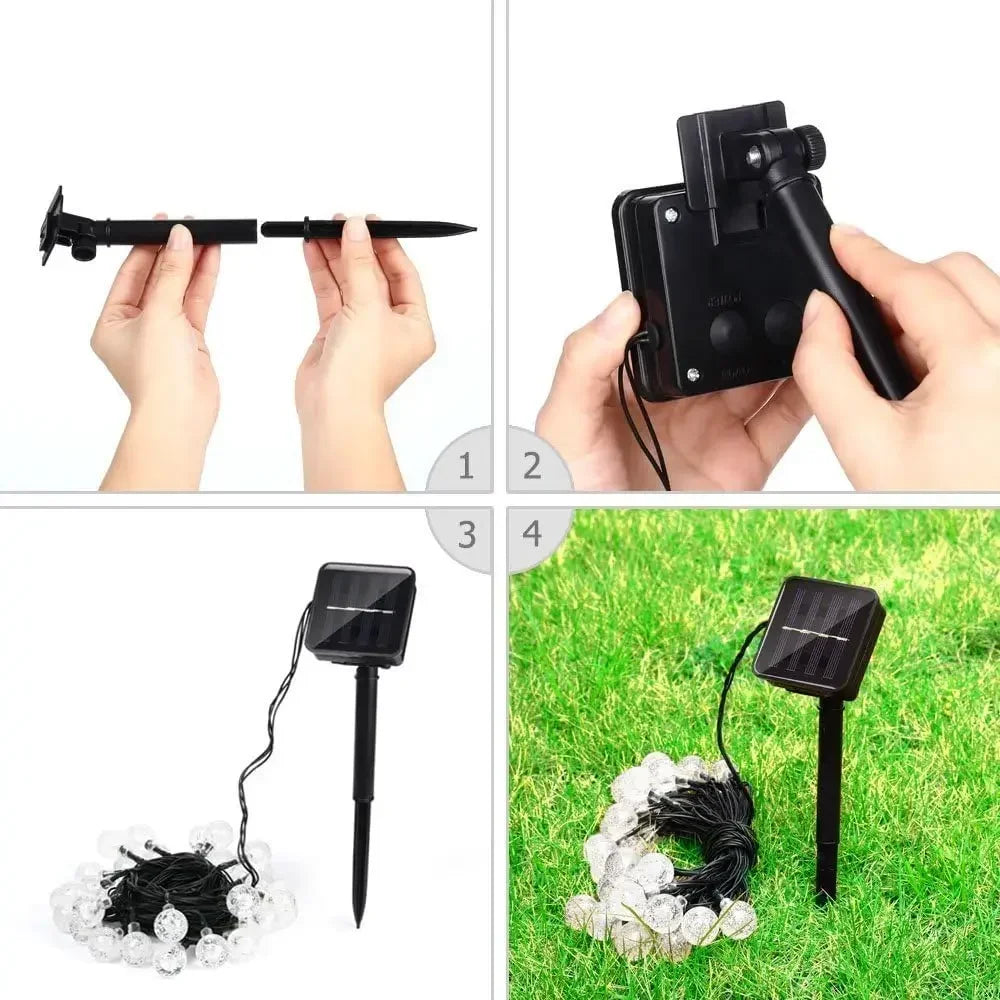 Solar Crystal Globe LED String Lights 60 LED 8 Lighting Modes IP65 Fairy Light Christmas Garland For Garden Party Decor 1pc/2pcs