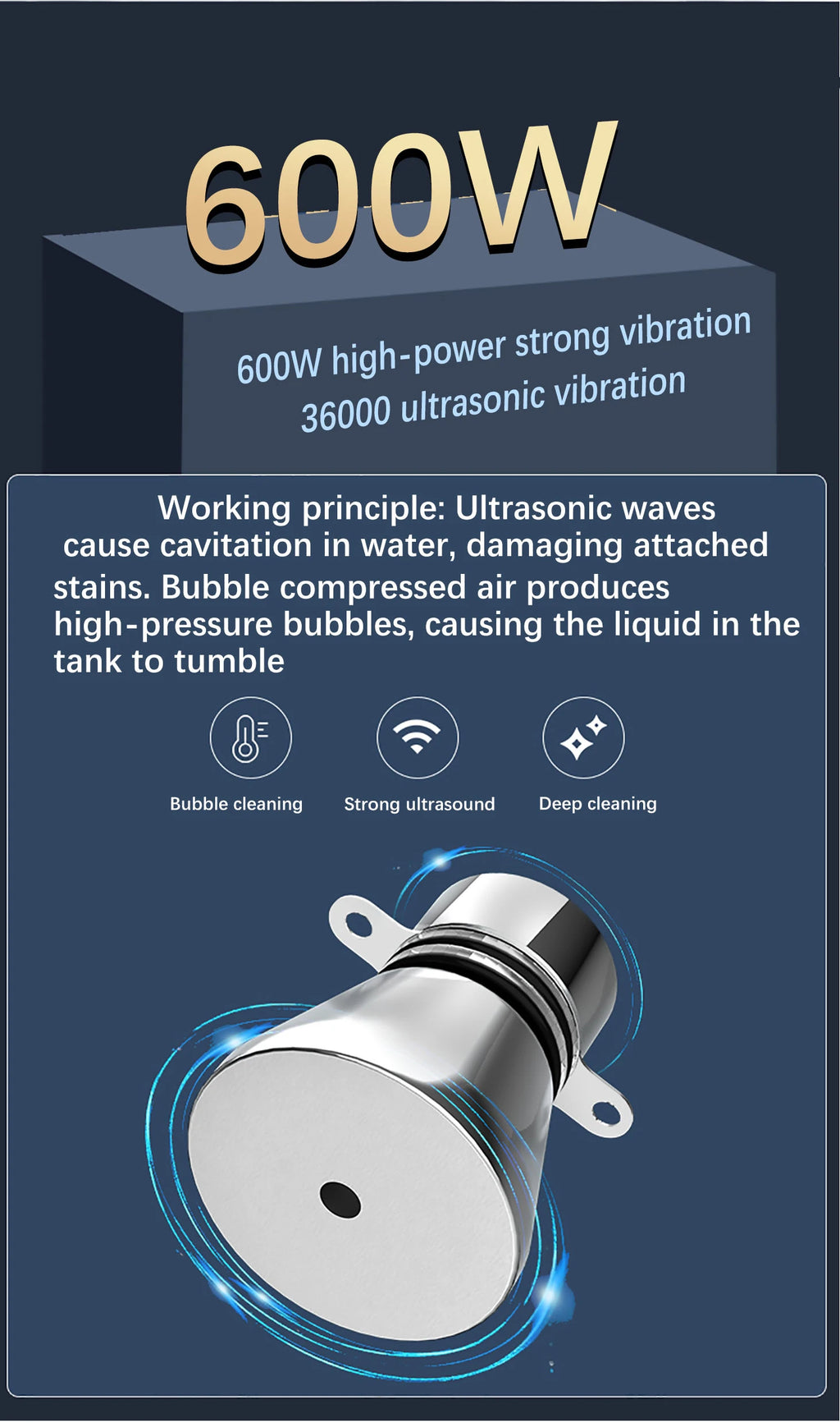 GENENG Ultrasonic Cleaner Portable Washing Machine 600W Mini Dishwasher Lave-Dishes Ultrasound Bath Sonic for Home Appliance