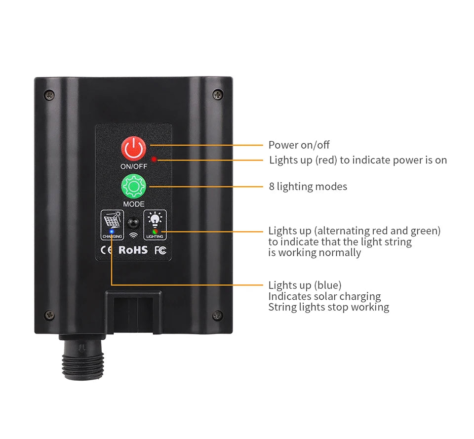 100M Fast Charge Large Size Solar Panel LED Solar Light Outdoor Garden Fairy Lights String Christmas Garland Yard Decoration