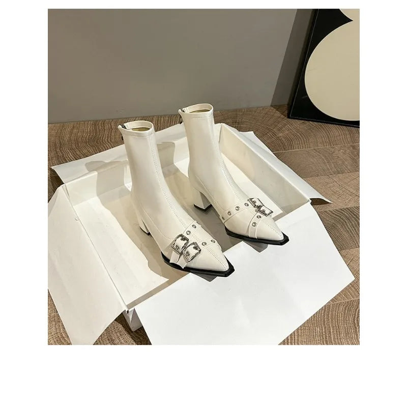 Ankle High Heels Women Chelsea Boots Sexy Pointed Toe Designer Shoes New Brand Winter 2024 Shoes Dress Gladiator Lady Chaussures