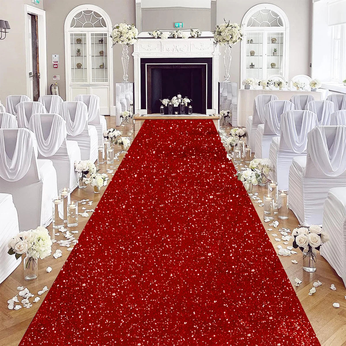 Red Wedding Carpet Glitter Runway Sparkling Wedding Birthday Party Event Decoration Outdoor Accessories Banquet Corridor Carpet