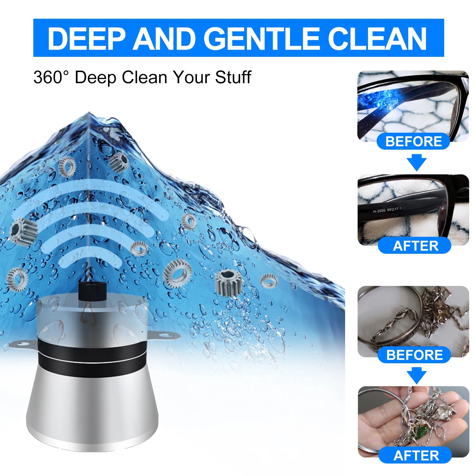 800ml Household Digital Ultrasonic Cleaner 60W Stainless Steel Bath 110V 220V Degas Ultrasound Washing for Watches Jewelry