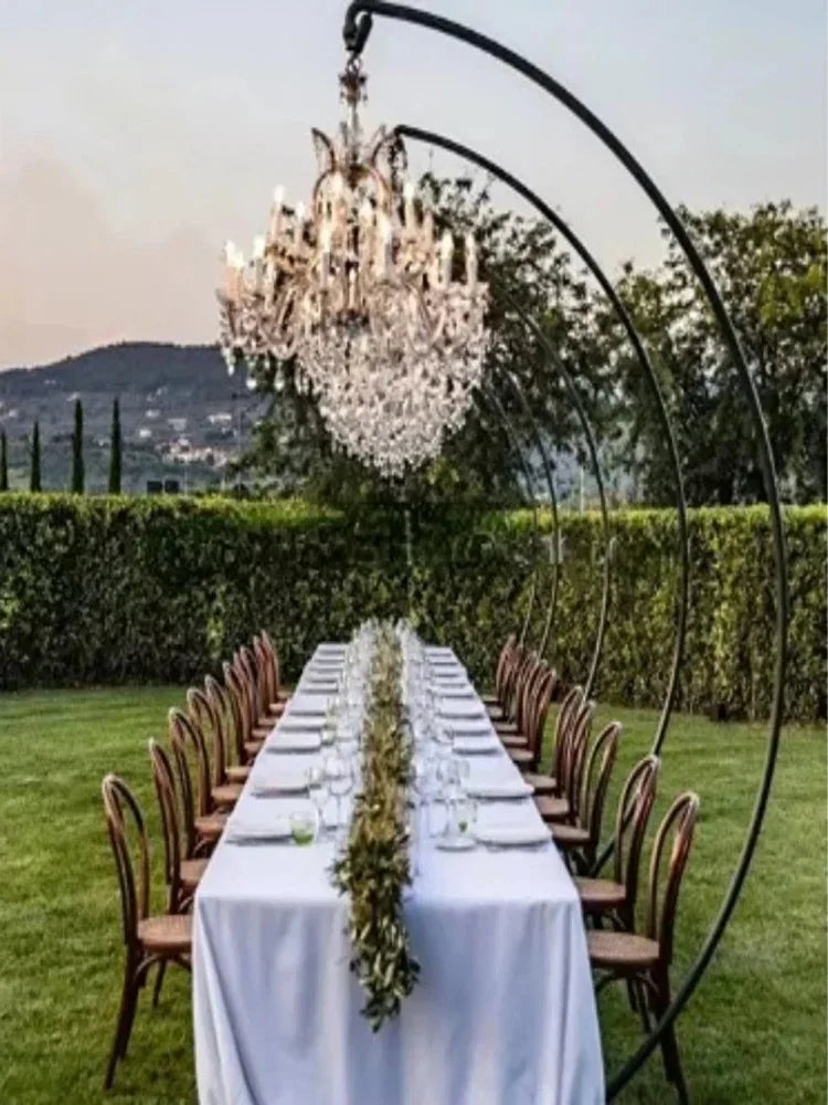 Outdoor Wedding Backdrop Decoration Luxury Chandelier Iron Stand for Stage Road Lead Decor Event Props Customized Flower Frame