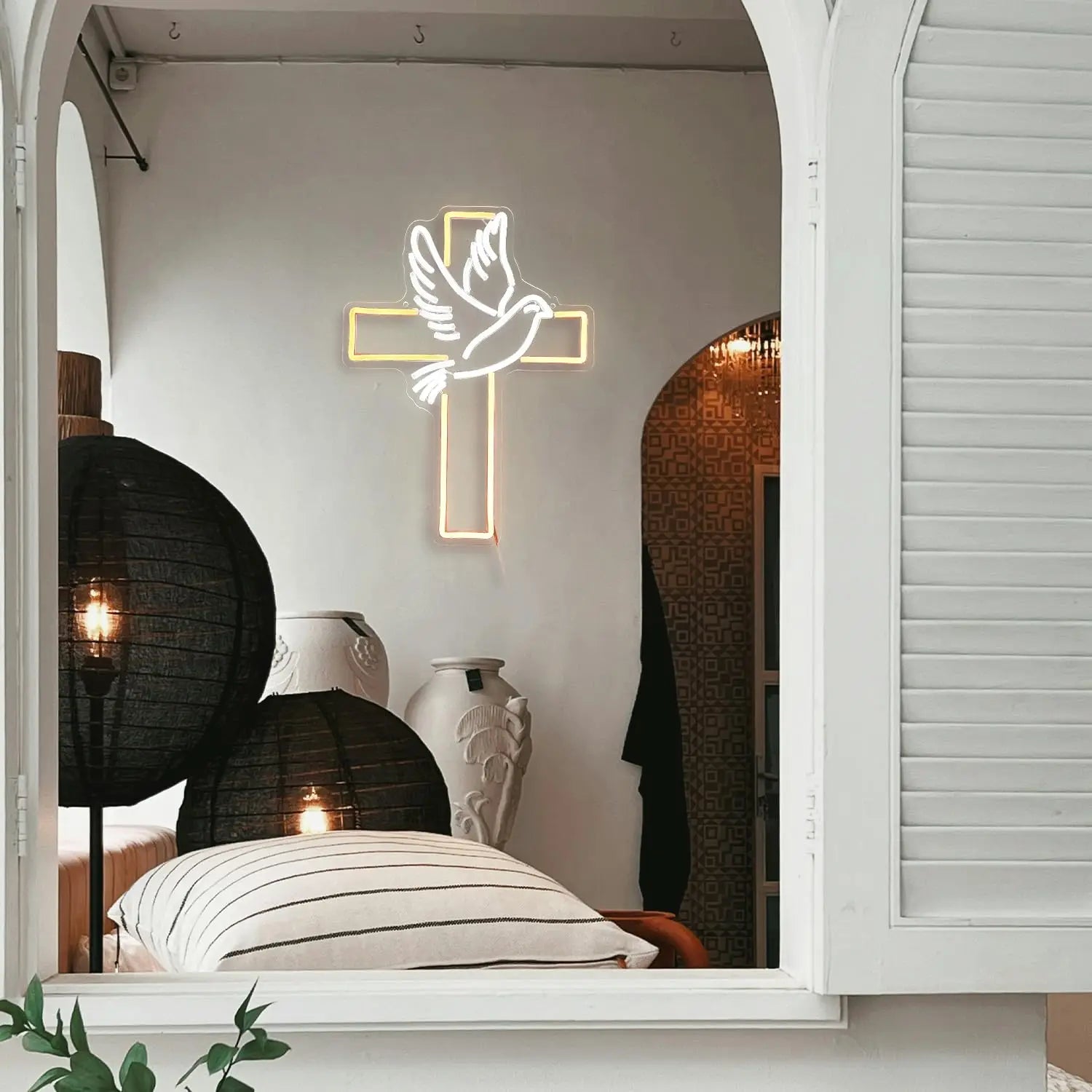 Jesus Cross Neon Sign Light, Led Neon Sign Bedroom Home Decoration Neon Sign, Wall Decor Christmas New Year Christian