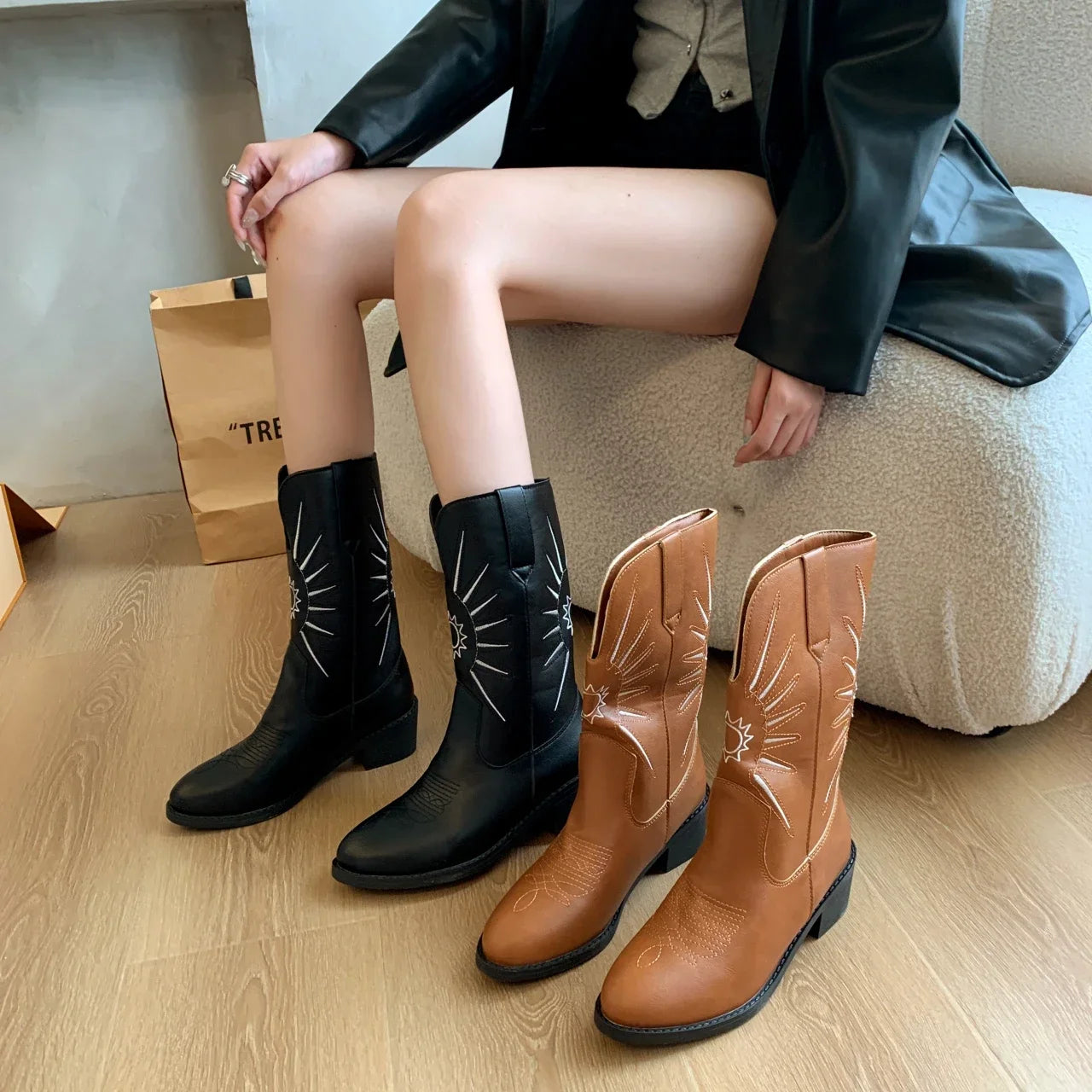 Women Ankle Boots Fashion Shoes Mid Heels Casual New 2024 Winter Sexy Women Boots Party Designer Elegant Pumps Chaussures Femme