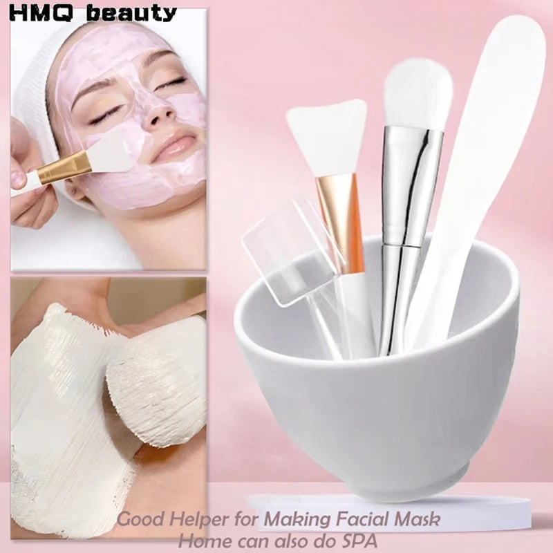 3/4pcs Face Mask Brush Set Reusable Mask Mixing Bowl Facial Applicator Spatula Stirring Soft Fan Facial Brushes Makeup Supplies