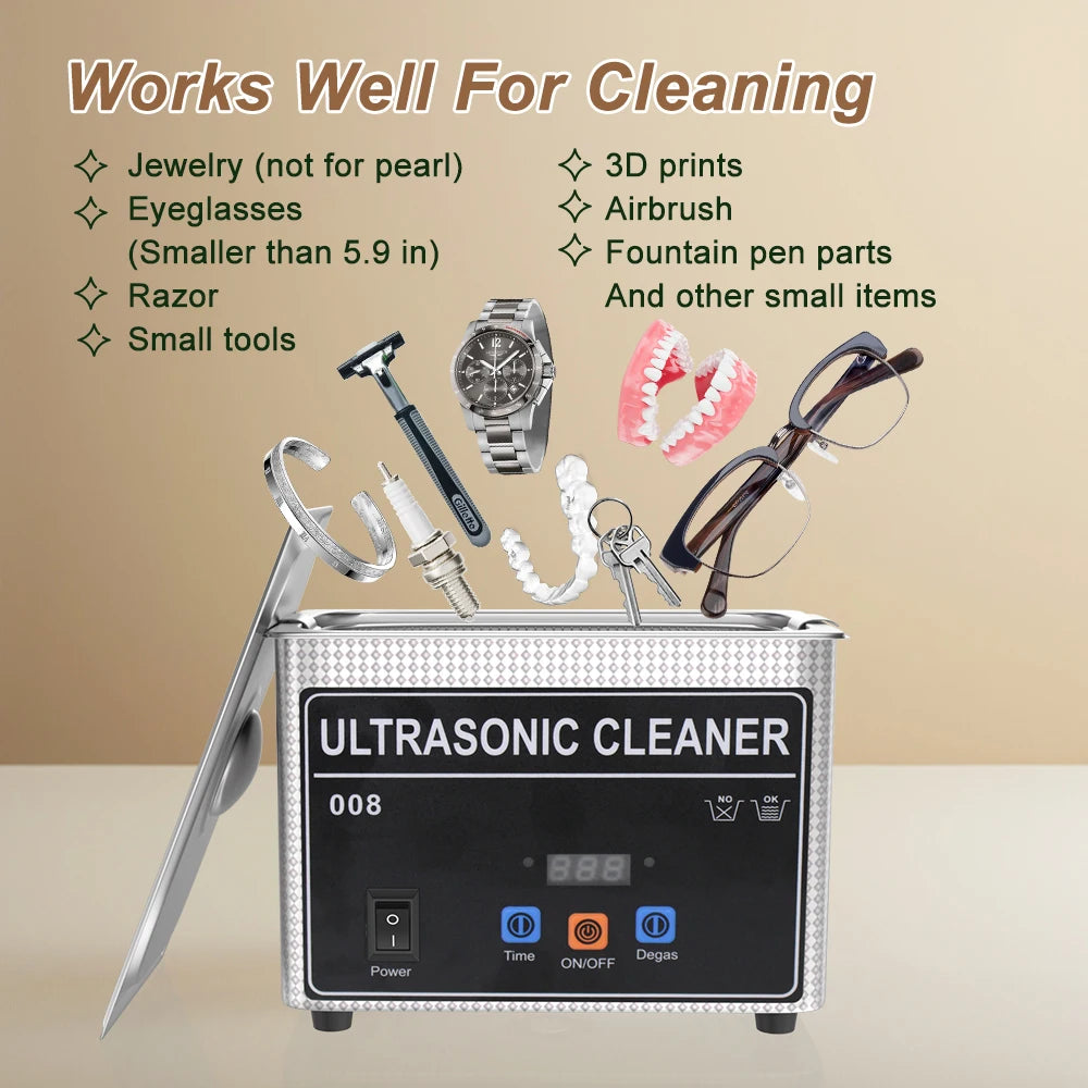 35w 60w Portable Ultrasonic Cleaner for Jewelry Dental Small Metal Parts Tool 800ml 900ml 220v Ultrasonic Bath Washing Machine