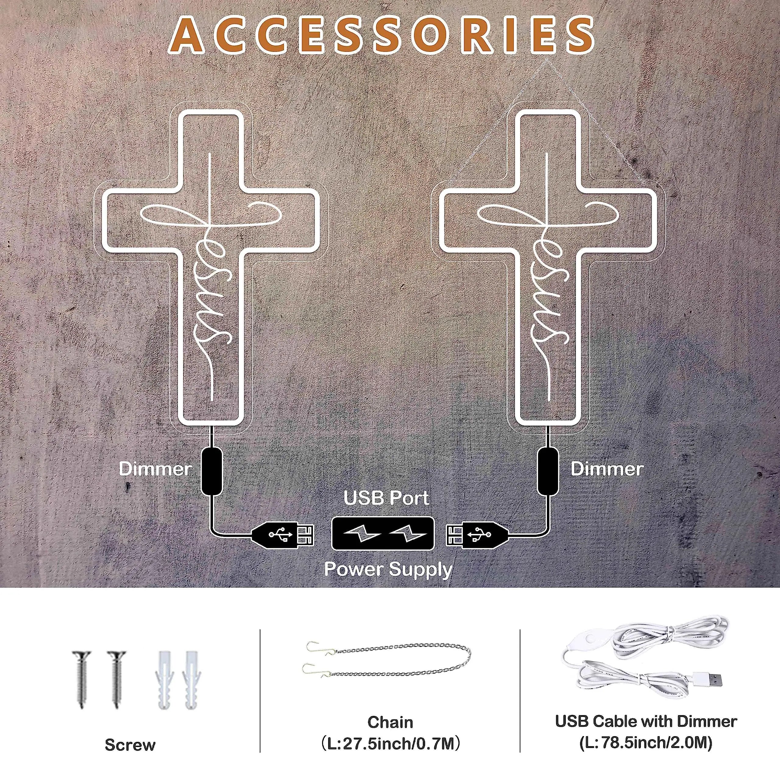 Jesus Cross Neon Sign Light, Led Neon Sign Bedroom Home Decoration Neon Sign, Wall Decor Christmas New Year Christian