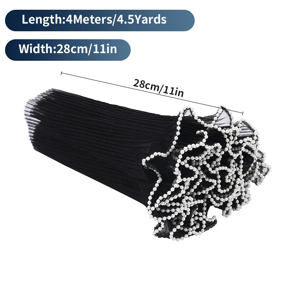 White Floral Packaging for Bouquets  Including Decorative Mesh Wrapping Paper, Pearl-Edged Wrapping Paper, Wrinkled Wave Mesh