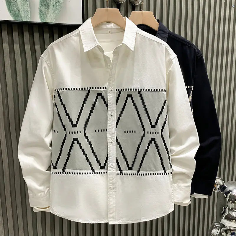 2025 New Men Trendy Spring and Autumn Long-sleeved Shirts Light Luxury Trendy High-end Niche Handsome and Versatile Tops